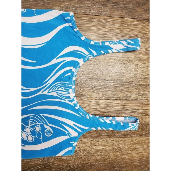 Lilly Pulitzer Women's Small Tank Blue White Fish Pattern Stretch Lightweight - Picture 2 of 11